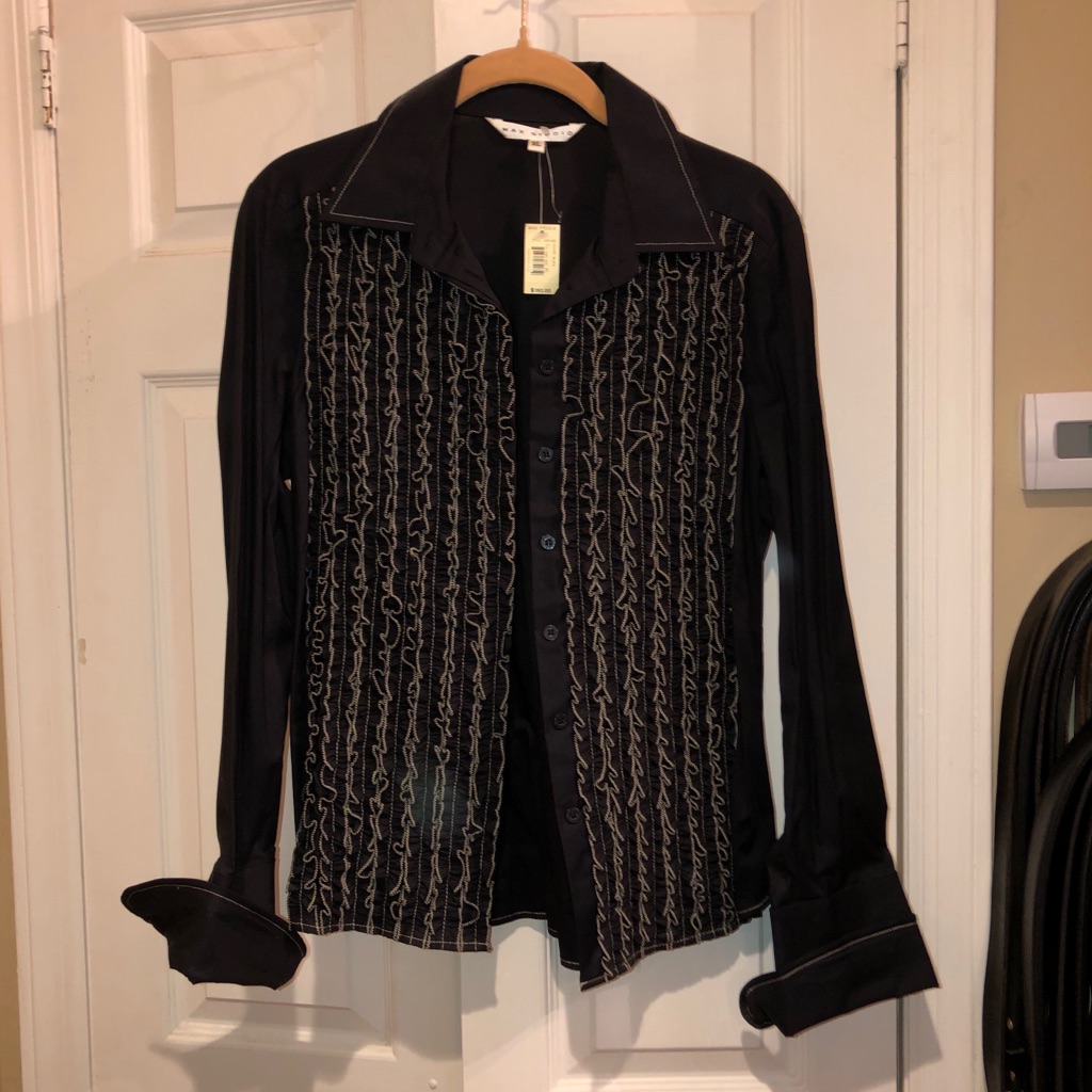 Max Studio Button Down Ruffle